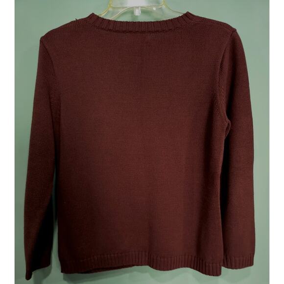 Ellabelle at Maple Croft Faux Wrap Sweater with Wooden Buttons, Brown, MP - Picture 3 of 4